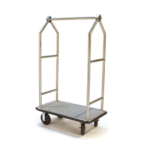 Bellman Cart, Stainless Steel Uprights, Gray Carpeting